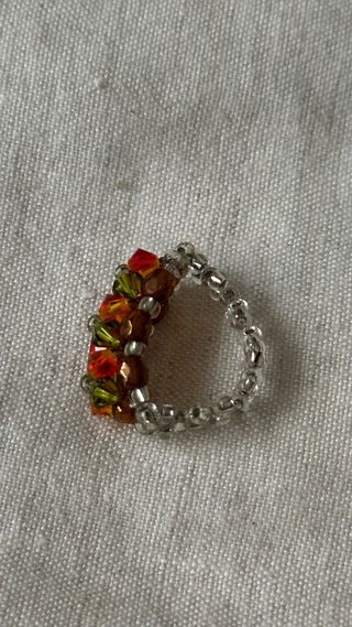 Set 3 Anillos de cuentas Swarovski Cobre y Verde