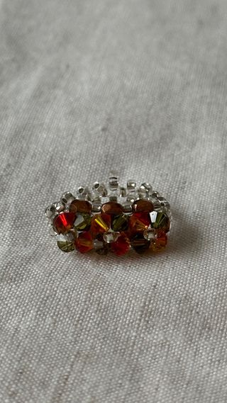 Set 3 Anillos de cuentas Swarovski Cobre y Verde