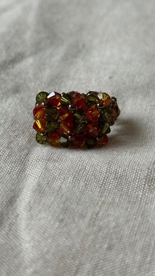 Set 3 Anillos de cuentas Swarovski Cobre y Verde