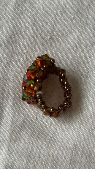 Set 3 Anillos de cuentas Swarovski Cobre y Verde