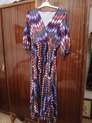 Vestido y americana beige/multicolor