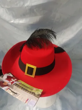 Sombrero Mosquetero Fieltro Infantil Rojo