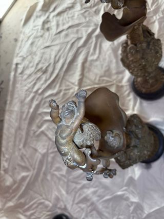 Pareja Jarrones Bronce y Mármol