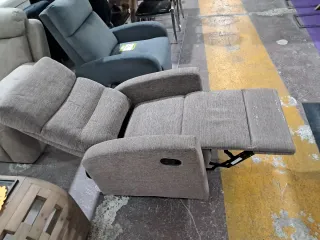 Sillón Relax Tela Marrón/Gris