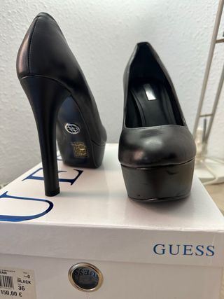 Zapatos Guess Tacón Plataforma Negros