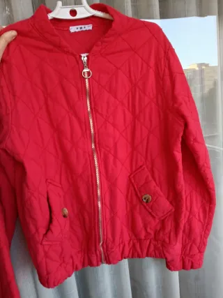 Chaqueta bomber roja mujer