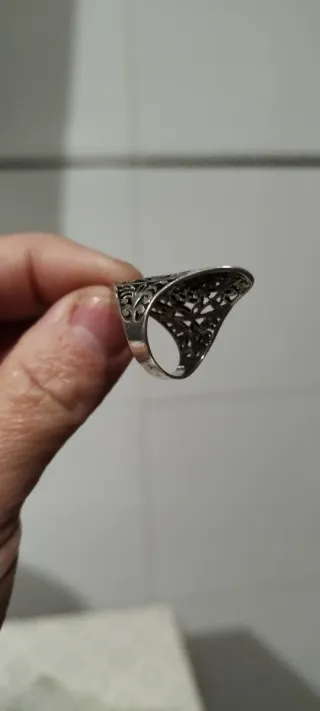 Anillo plata calado diseño floral