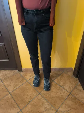 Bershka Jeans Vita Alta Neri Taglia xs