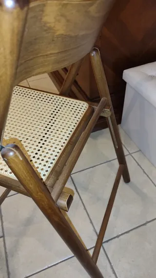 Set 6 sedie pieghevoli in legno e rattan