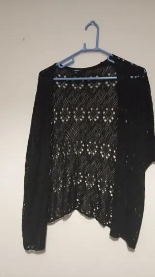 Chaqueta de punto calada negra talla única