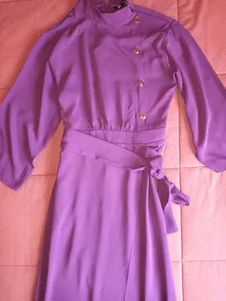 Vestito Zara Viola Portafoglio Bottoni Dorati