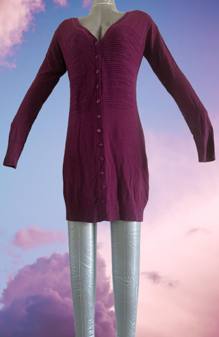 Cardigan lungo in maglia Tatoo viola