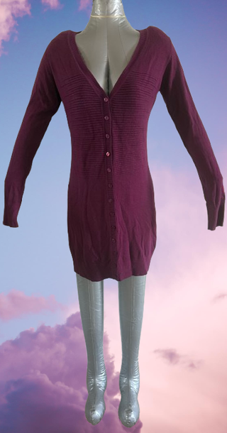 Cardigan lungo in maglia Tatoo viola