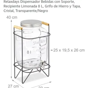 Dispensador Bebidas Relaxdays 8L con Soporte