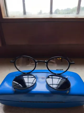 Occhiali Red Rose metallo con clip-on