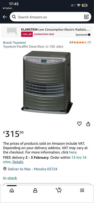 Estufa Paraffin 120m3