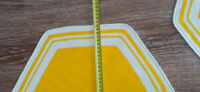 3 Manteles Individuales Ganchillo Amarillo/Blanco