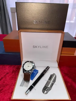 Reloj Skyline Marrón y Plateado