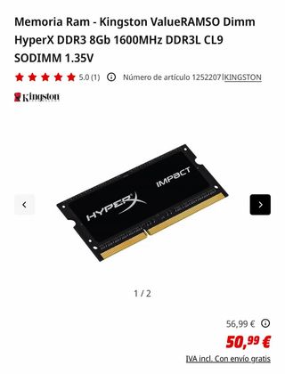 Memoria RAM Kingston HyperX DDR3 16gb
