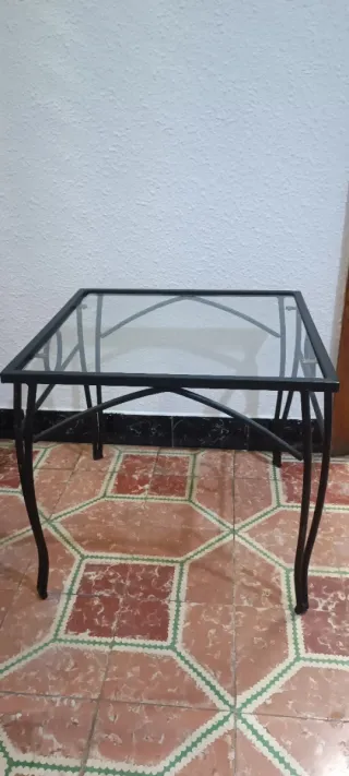Mesa auxiliar forja y cristal
