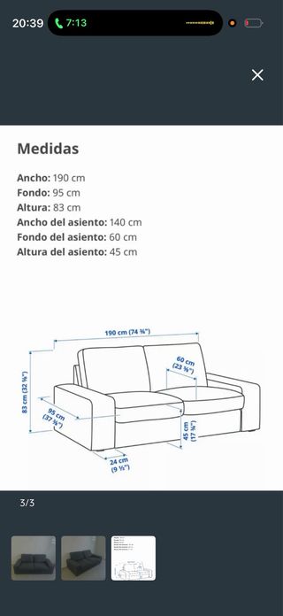 Sofá Ikea KIVIK gris tela