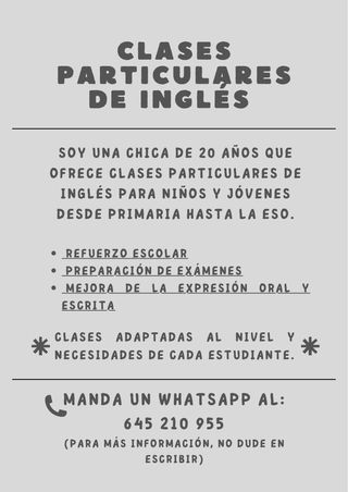 CLASES PARTICULARES DE INGLÉS A DOMICILIO