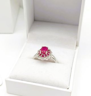 Anillo Plata con Rubí Natural Mujer