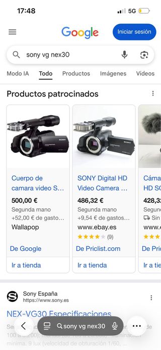 Sony NEX-VG30 Cámara Vídeo E-mount (solo cuerpo