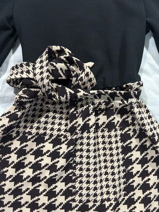 Abito con cintura fantasia pied-de-poule - Taglia