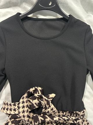 Abito con cintura fantasia pied-de-poule - Taglia