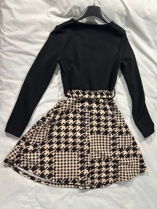 Abito con cintura fantasia pied-de-poule - Taglia