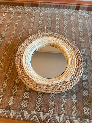 Espejo redondo decorativo de mimbre