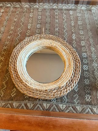 Espejo redondo decorativo de mimbre