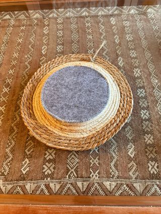 Espejo redondo decorativo de mimbre