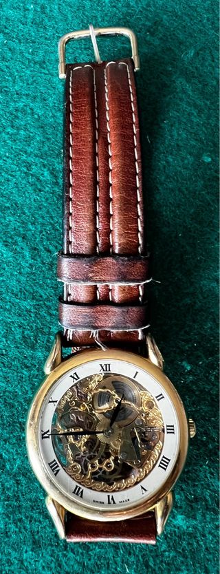 Reloj de Esqueleto Marrón y Dorado