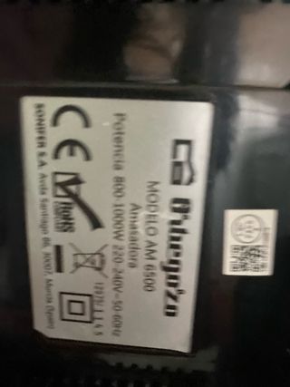 Batidora Amasadora Negra 1000W orbegozo