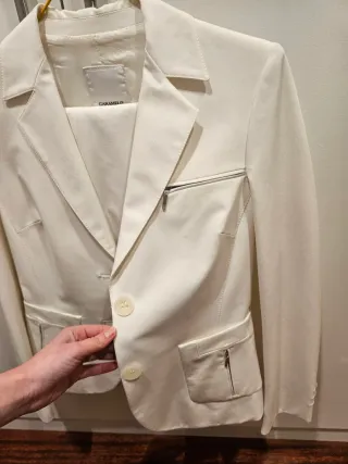 Traje de chaqueta y pantalón CARAMELO blanco