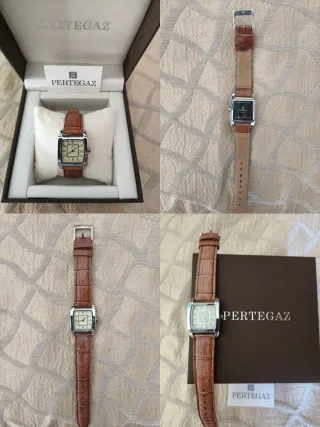 Reloj Pertegaz Cuadrado Marrón y Plateado