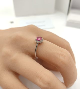 Anillo Plata con Rubí Natural Mujer