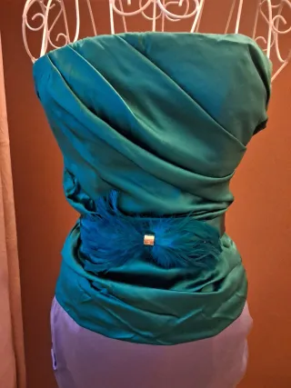 Top Elisabetta Franchi drappeggiato con piume