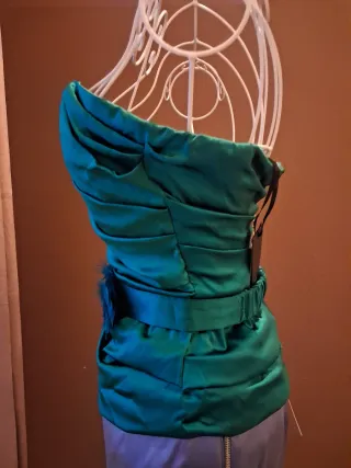 Top Elisabetta Franchi drappeggiato con piume