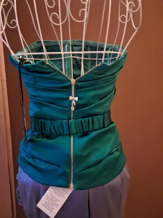 Top Elisabetta Franchi drappeggiato con piume