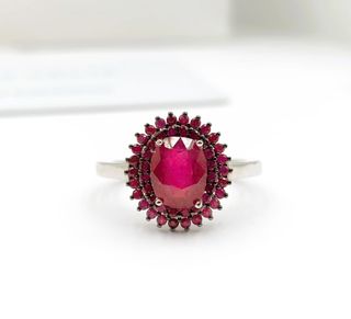 Anillo Plata Mujer Rubí Natural