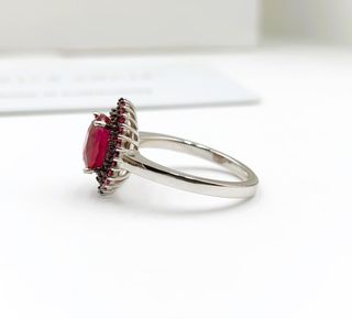 Anillo Plata Mujer Rubí Natural