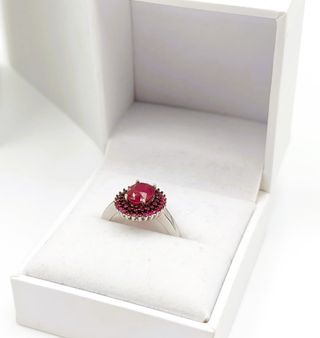 Anillo Plata Mujer Rubí Natural