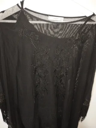 Poncho Mango Negro Talla M