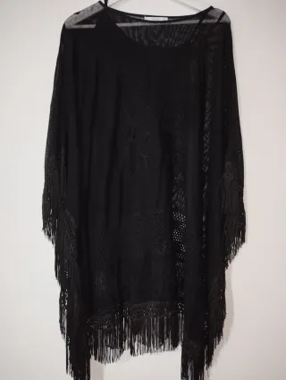 Poncho Mango Negro Talla M