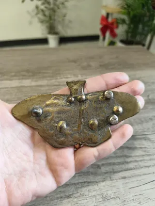 Fibbia Vintage Falena Ottone Cristallo