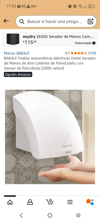 Secador de manos BAKAJI automático