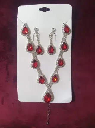 Conjunto Collar y Pendientes Rojo